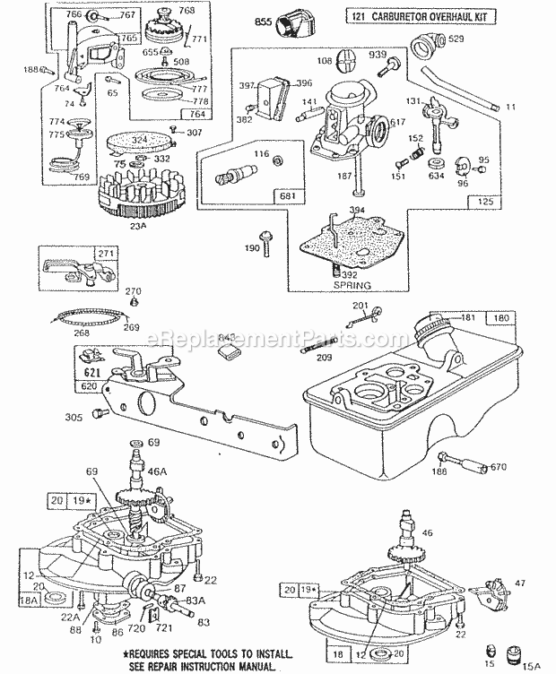 Briggs and Stratton 092502-3160-01 Engine CarbFueltankSumpsVertpull Diagram