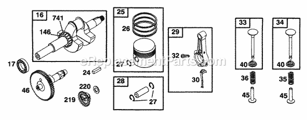 Briggs and Stratton 093212-0030-01 Engine Crankshaft Piston Grp Cam Diagram