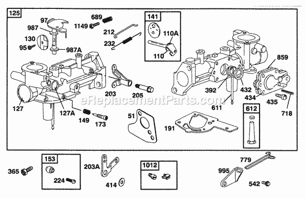 Briggs and Stratton 093232-0042-01 Engine Carburetor Assy Diagram