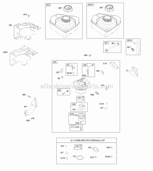 Briggs and Stratton 093302-0110-B1 Engine Carburetor Carburetor Overhaul Kit Fuel Supply Diagram