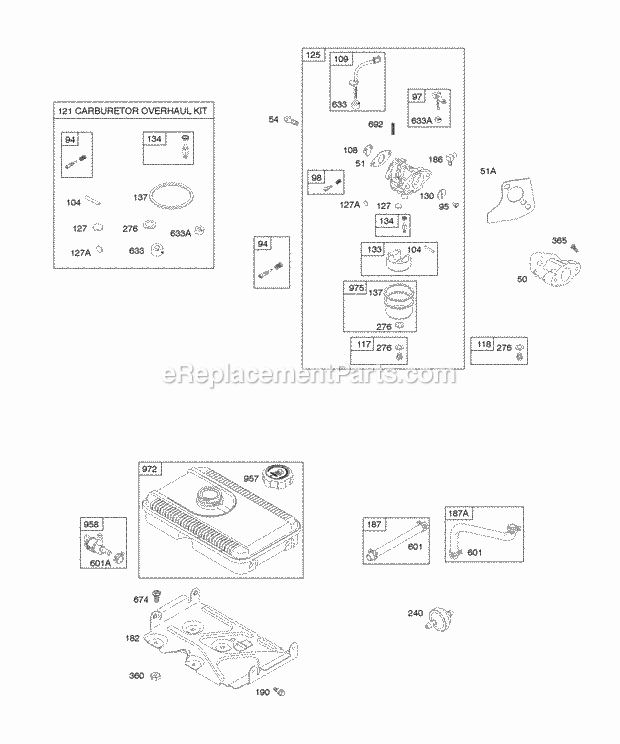 Briggs and Stratton 093432-1038-E1 Engine Carburetor Fuel Supply Diagram