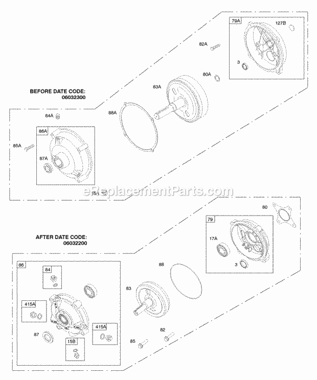 Briggs and Stratton 093432-1038-E1 Engine Gear Reduction Diagram