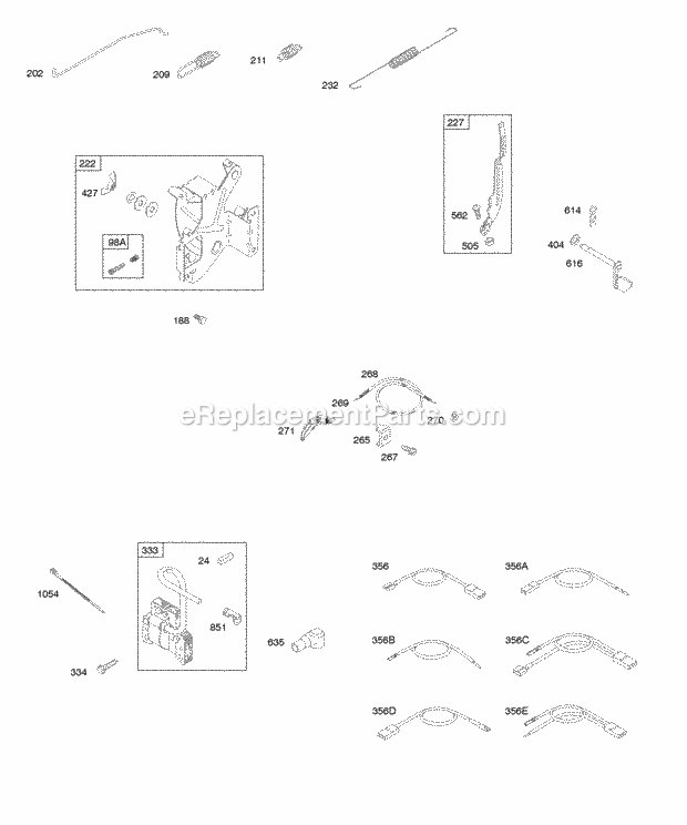 Briggs and Stratton 093432-1282-B1 Engine Controls Governor Spring Ignition Diagram