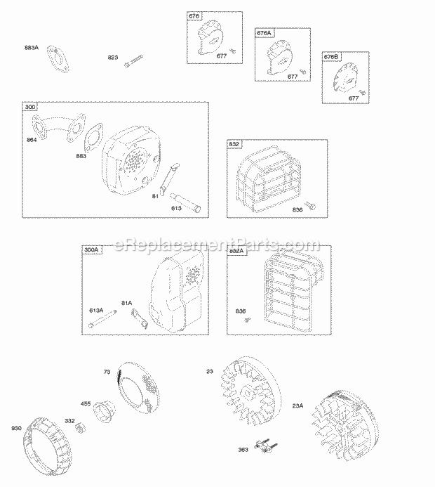 Briggs and Stratton 094032-0035-E1 Engine Exhaust System Flywheel Diagram