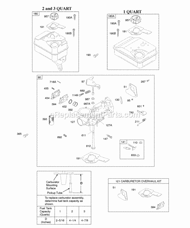 Briggs and Stratton 095212-0244-E1 Engine Carburetor Carburetor Overhaul Kit Fuel Supply Diagram