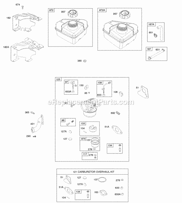 Briggs and Stratton 095402-0114-B1 Engine Carburetor Carburetor Overhaul Kit Fuel Supply Diagram