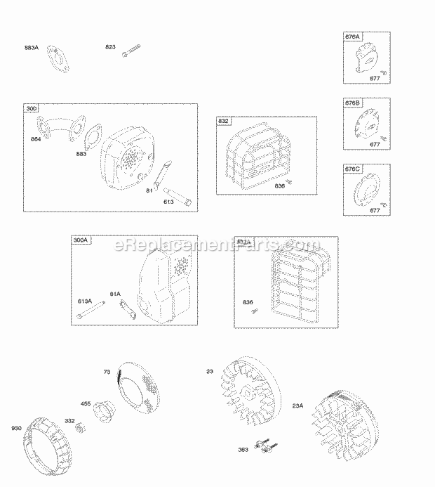 Briggs and Stratton 095452-0119-B1 Engine Exhaust System Flywheel Diagram