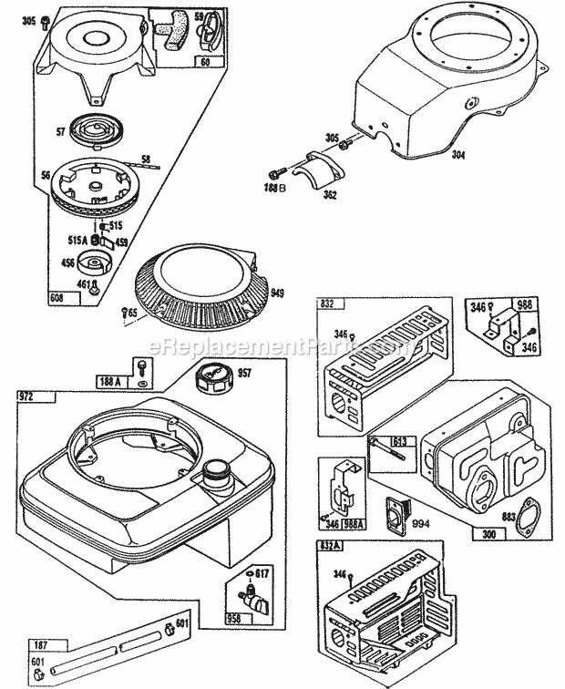 Briggs and Stratton 095722-0204-99 Engine Fuel Muffler Rewind Diagram