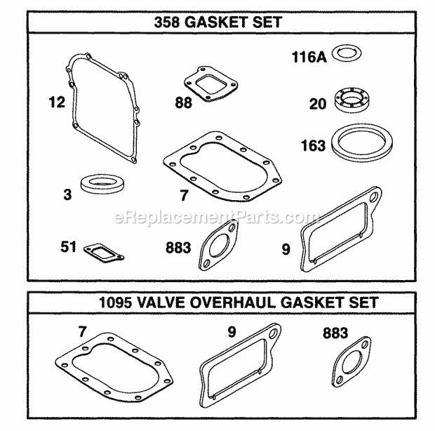 Briggs & Stratton 095902-0115-02 Engine Gasket Set Diagram