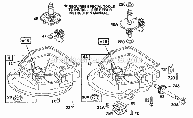 Briggs and Stratton 095902-0122-01 Engine Sump Bases Cams Diagram