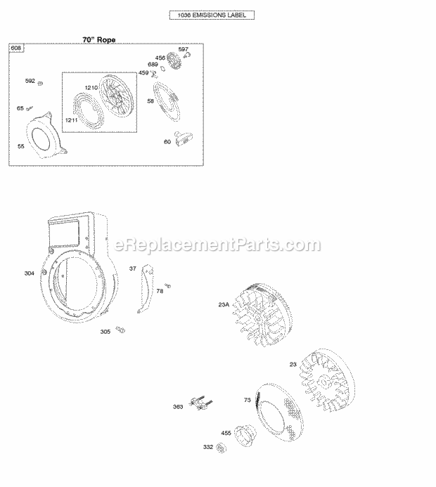 Briggs and Stratton 096302-0109-F1 Engine Blower HousingShrouds Flywheel Rewind Starter Diagram