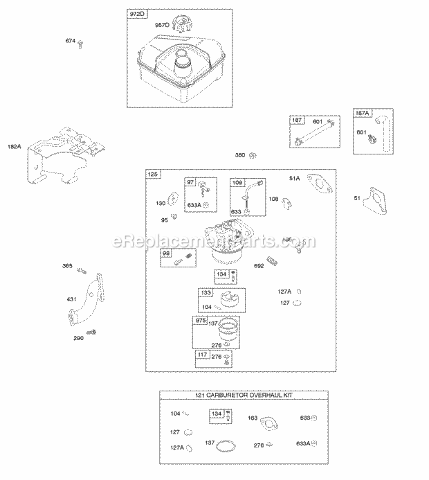 Briggs and Stratton 096302-0109-F1 Engine Carburetor Carburetor Overhaul Kit Fuel Supply Diagram