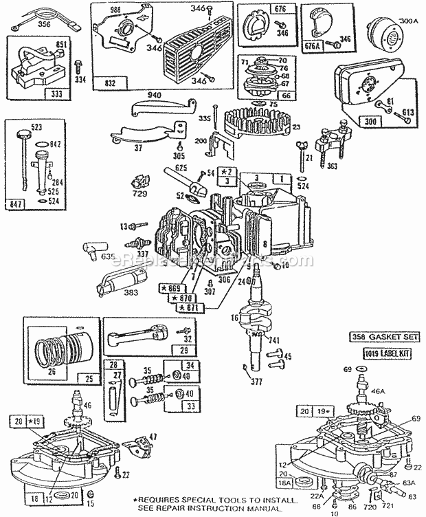 Briggs and Stratton 096502-0100-01 Engine CylinderSumpsMufflersMisc Diagram