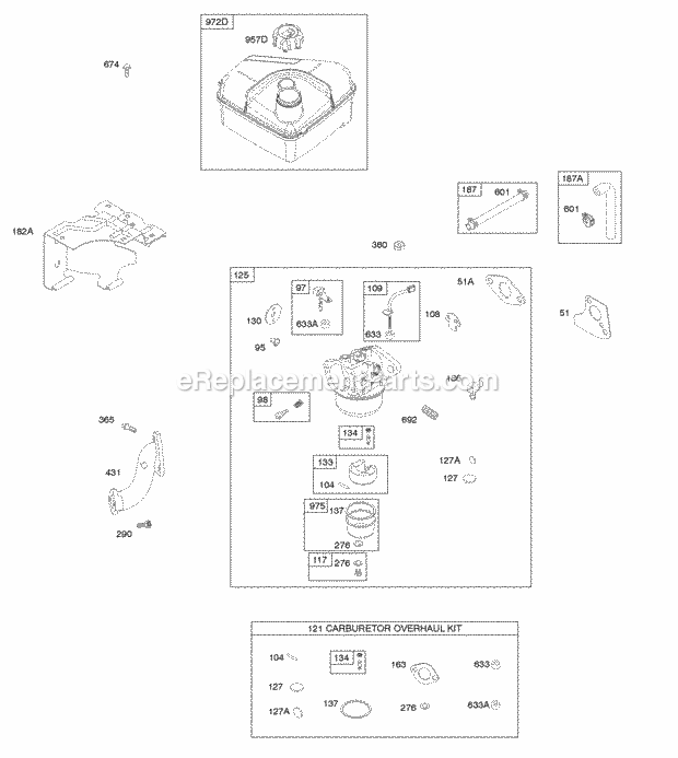 Briggs and Stratton 097302-0016-F1 Engine Carburetor Carburetor Overhaul Kit Fuel Supply Diagram