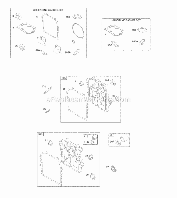 Briggs and Stratton 097302-0016-F1 Engine Crankcase CoverSump Gasket Set - Engine Gasket Set - Valve Diagram