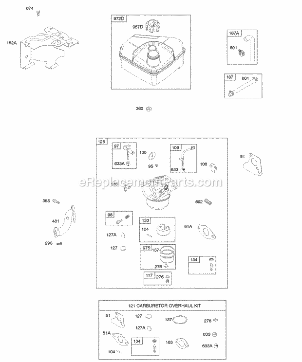 Briggs and Stratton 097432-0038-F1 Engine Carburetor Carburetor Overhaul Kit Fuel Supply Diagram