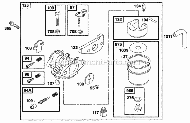 Briggs and Stratton 097772-0319-A1 Engine Carburetor Assy Diagram