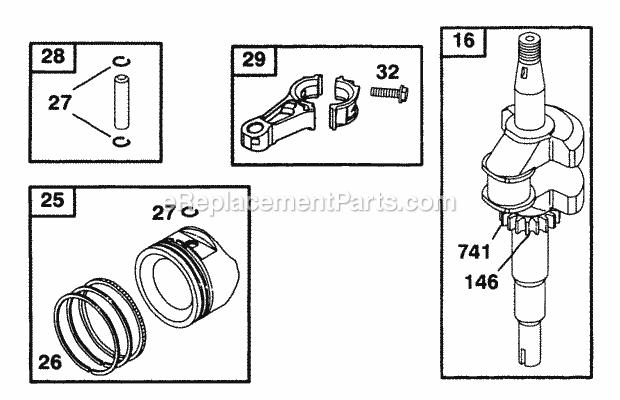 Briggs and Stratton 097772-0319-A1 Engine Crankshaft Piston Group Diagram