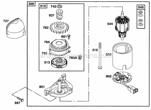 Briggs and Stratton 097772-0319-A1 Engine Electric Starter Diagram