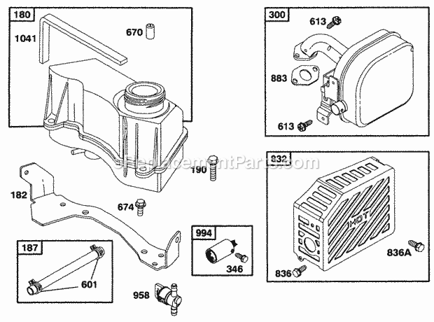 Briggs and Stratton 097772-0319-A1 Engine Fuel Tank Grp Muffler Diagram