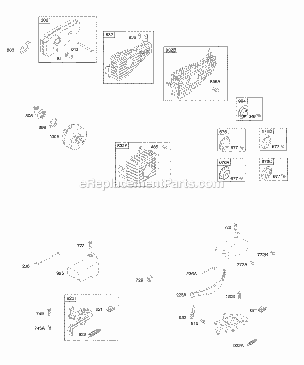 Briggs and Stratton 098902-0890-A1 Engine Brake Exhaust System Diagram