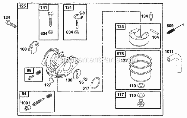 Briggs and Stratton 099772-0102-01 Engine Carburetor Assy Diagram