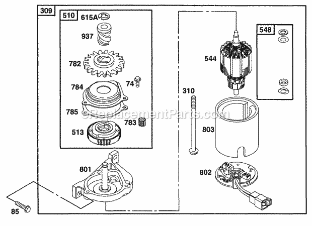 Briggs and Stratton 099772-0918-A1 Engine Electric Starter Diagram