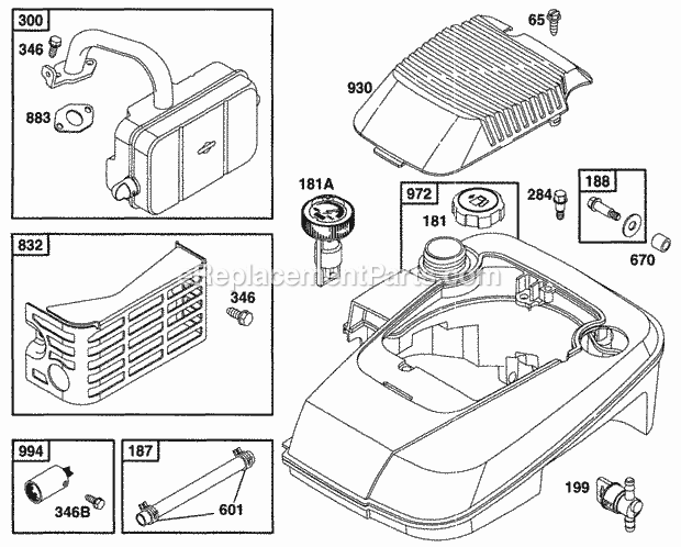 Briggs and Stratton 099772-3525-01 Engine Muffler Grp Fuel Grp Diagram