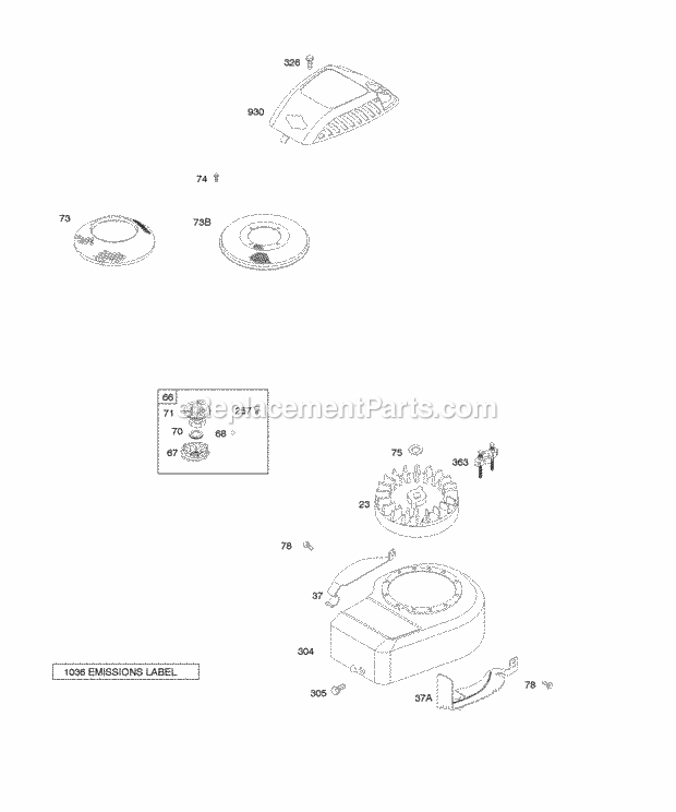 Briggs and Stratton 09C902-0307-01 Engine Blower HousingShrouds Flywheel Diagram