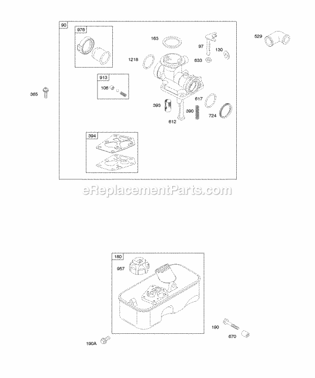 Briggs and Stratton 09K902-0323-51 Engine Carburetor Fuel Supply Diagram