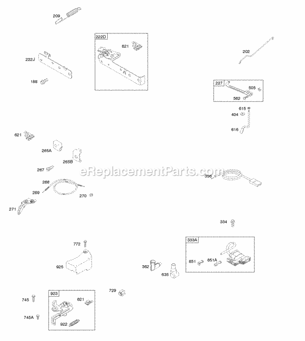 Briggs and Stratton 09L602-0927-F1 Engine Brake Controls Covers Governor Spring Ignition Diagram