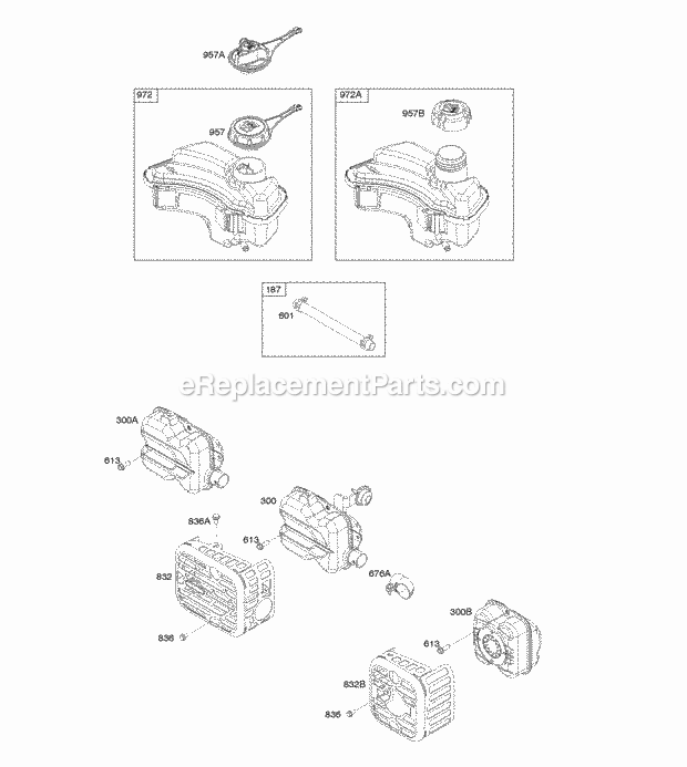 Briggs and Stratton 09P702-0026-H1 Engine Exhaust System Fuel Supply Diagram