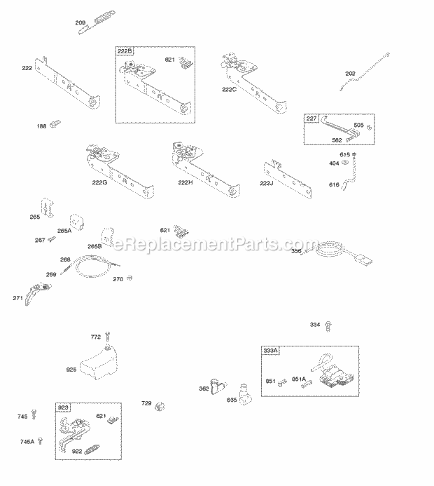 Briggs and Stratton 09T602-0126-B1 Engine Brake Controls Governor Spring Ignition Diagram