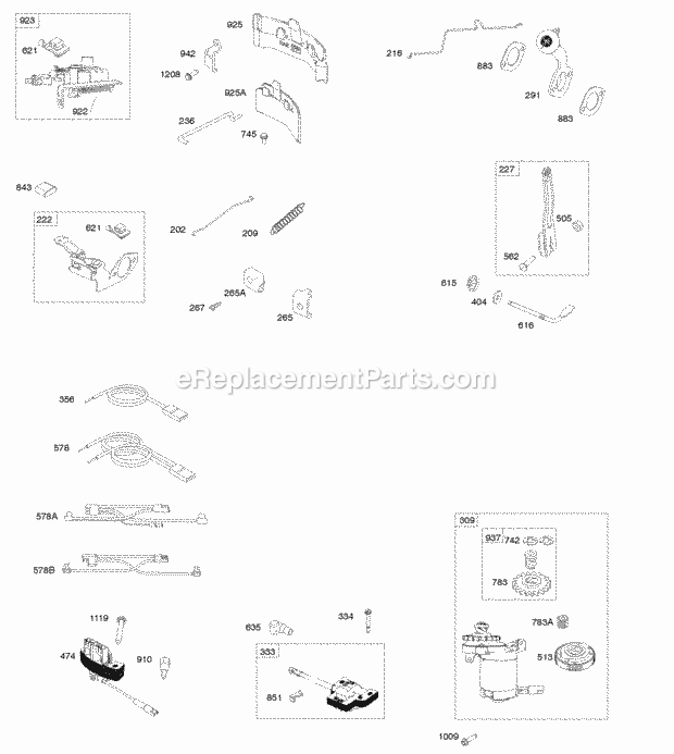 Briggs and Stratton 100602-0118-B8 Engine Alternator Brake Controls Governor Spring Ignition Diagram