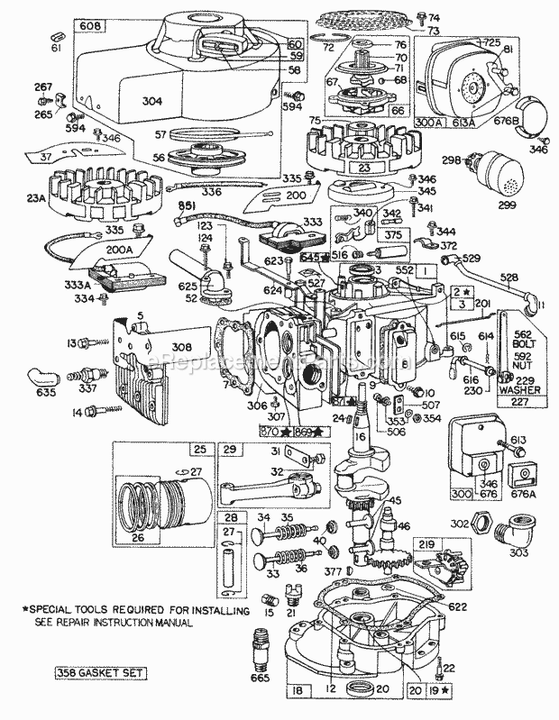 Briggs and Stratton 100902-0147-99 Engine Complete Engine Assembly Diagram