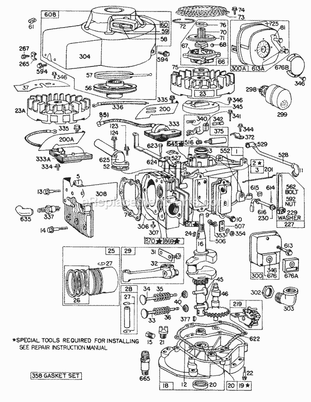 Briggs and Stratton 100902-0213-99 Engine Complete Engine Assembly Diagram