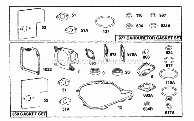 Briggs & Stratton 104772-0111-01 Engine Gasket Sets Diagram