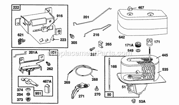 Briggs & Stratton 104772-0111-01 Engine Controls Air Cleaner Group Diagram