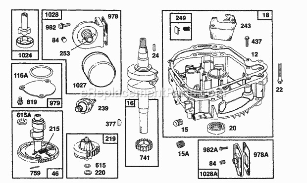 Briggs and Stratton 104772-0114-01 Engine Sump Base GrpOil Pump Parts Diagram