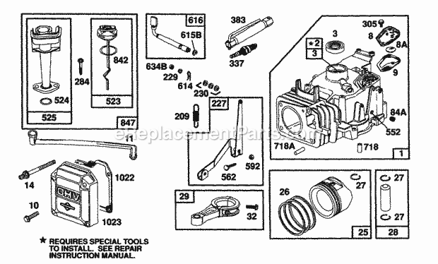 Briggs and Stratton 104772-0116-01 Engine CylinderOil FillPiston Diagram