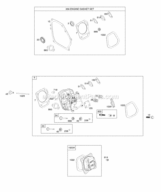 Briggs & Stratton 106232-0012-H7 Engine Cylinder Head Gasket Set Diagram