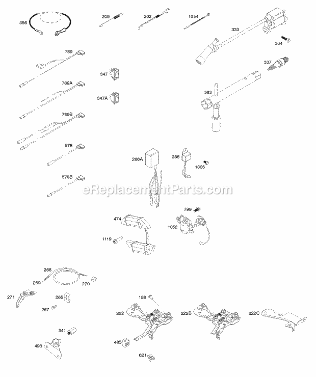 Briggs and Stratton 106232-0127-H1 Engine Armature Controls Electrical System Governor Spring Ignition Spark Plug Diagram