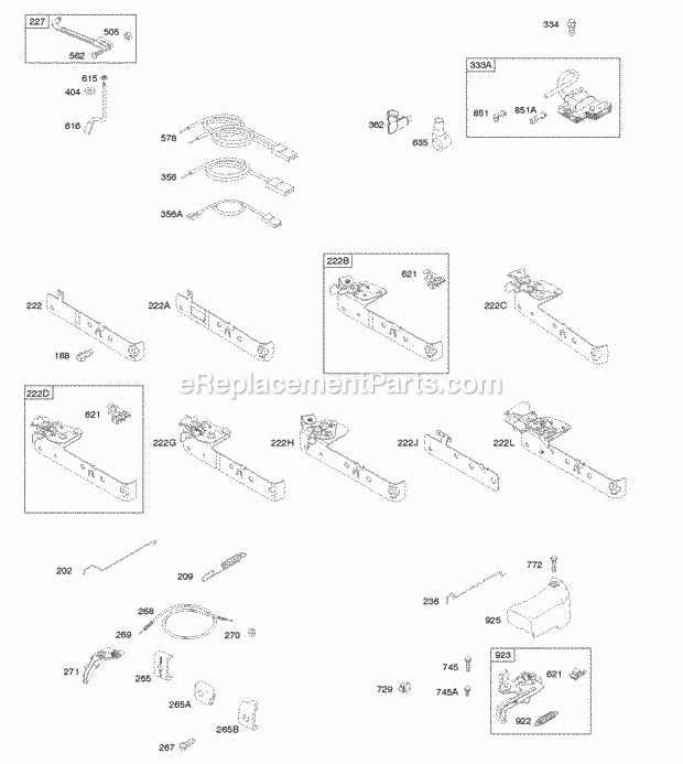 Briggs and Stratton 10T802-0016-H1 Engine Brake Controls Governor Spring Ignition Diagram