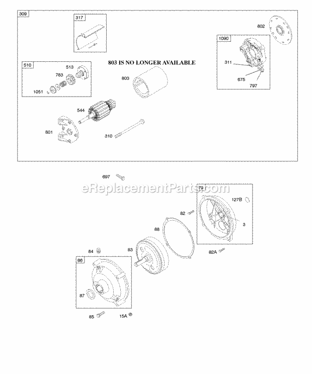 Briggs and Stratton 110412-0125-E1 Engine Electric Starter Gear Reduction Diagram