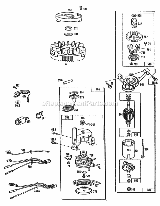 Briggs & Stratton 110702-0160-01 Engine ElectricstarterRewindWires Diagram