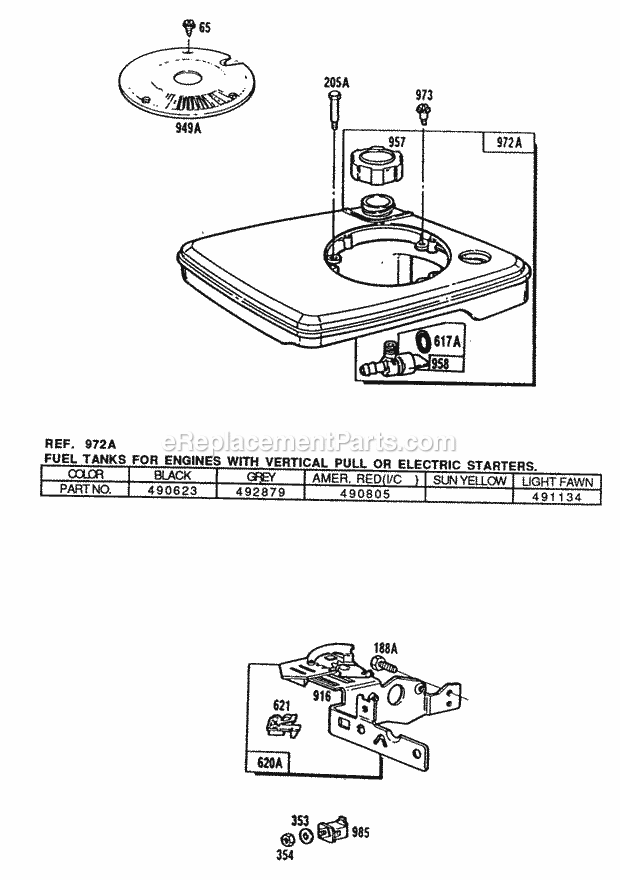 Briggs & Stratton 110702-0248-01 Engine Fuel Tank Assy Control Brkt Diagram