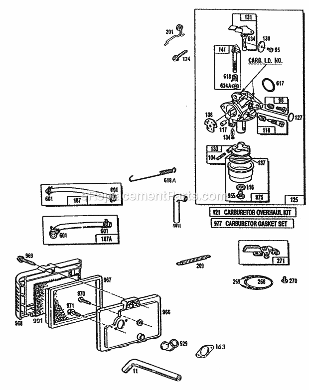 Briggs and Stratton 110707-0302-01 Engine Carburetor Air Cleaner Grp Diagram