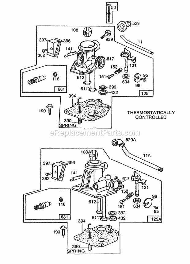 Briggs and Stratton 110902-1187-99 Engine Carburetor Assemblies Diagram