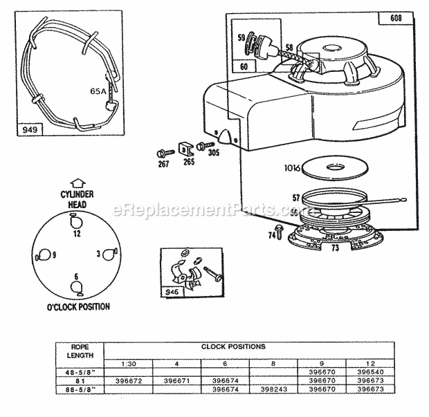 Briggs and Stratton 110902-3209-99 Engine Blower HsgsRewind Diagram