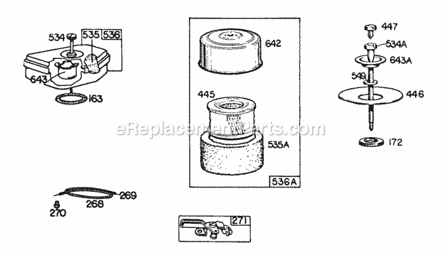 Briggs and Stratton 110908-0401-99 Engine Air Cleaner Groups Diagram